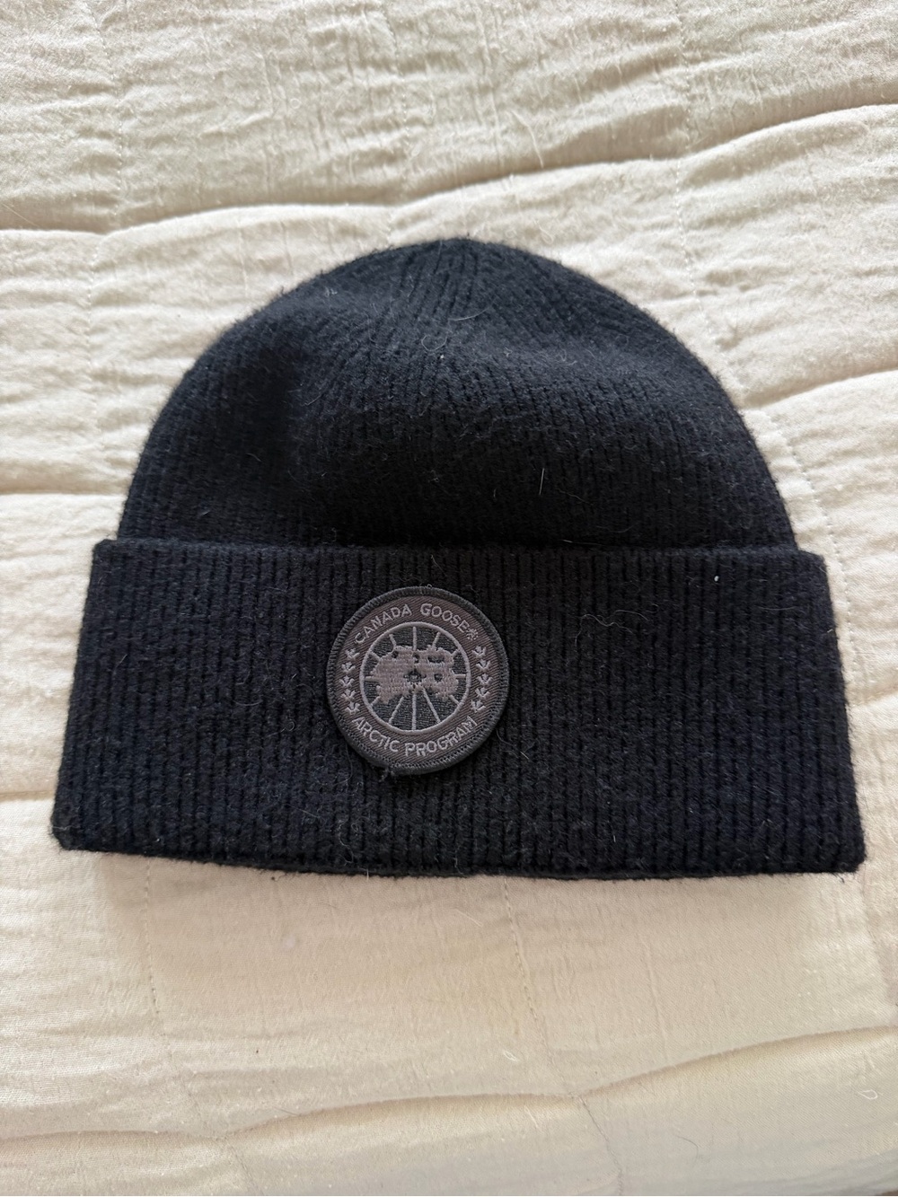 Canada Goose Black Folded Cuff Arctic Patch Hat